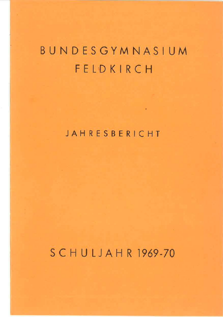 Jahresbericht 1969-1970 Deckblatt