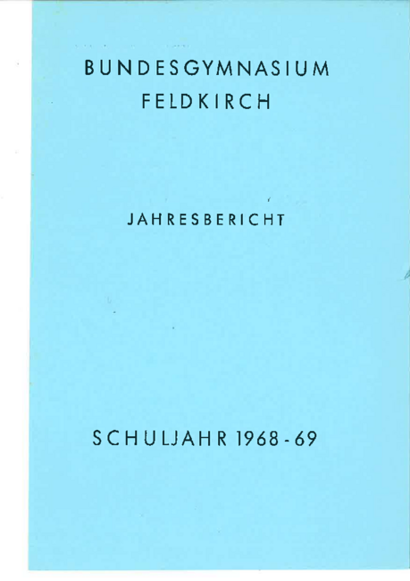 Jahresbericht 1968-1969 Deckblatt