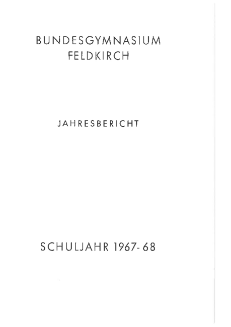 Jahresbericht 1967-1968 Deckblatt